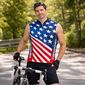 Cannondale Cycling‎ Vest USA American Flag Sleeveless Bike Jersey Large